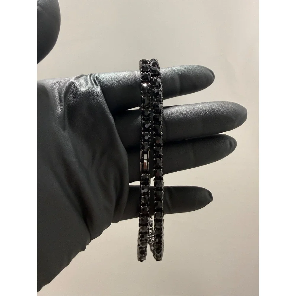blk box tennis chain necklace iced out vvscz stones over stainless 24inch 5.5mm